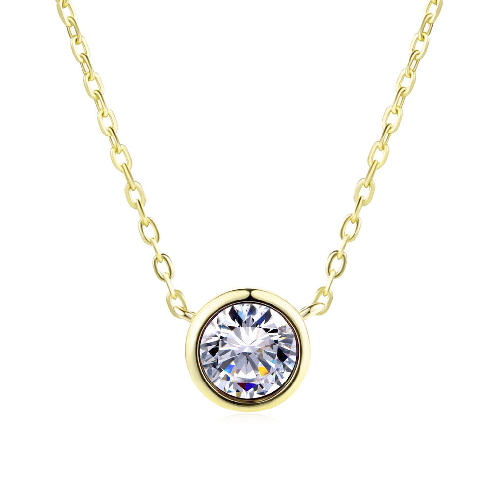 Simply Small Round Zirconia Stone Necklace