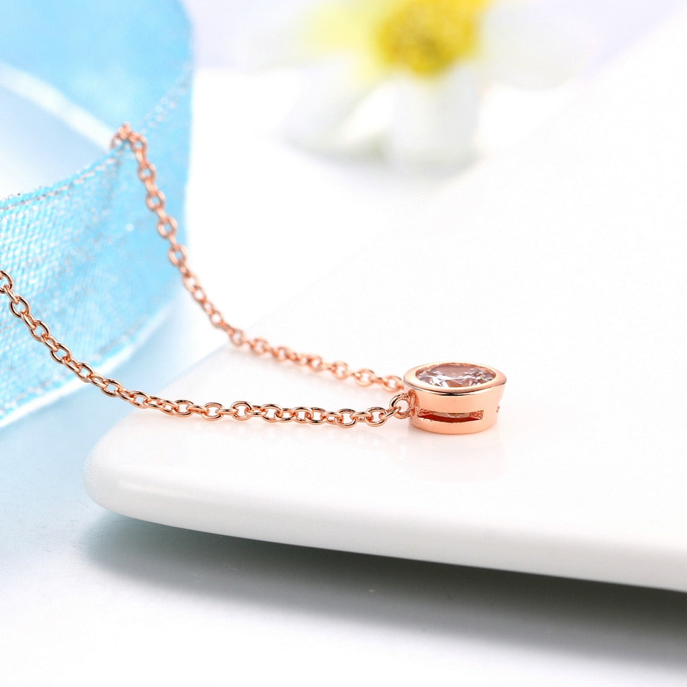 Simply Small Round Zirconia Stone Necklace