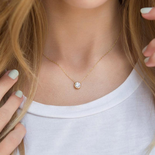 Simply Small Round Zirconia Stone Necklace